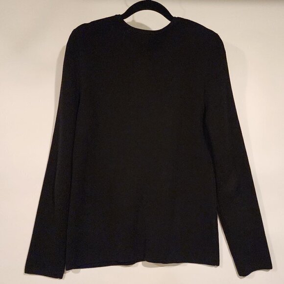 Talbots Luxe Knit Zip Front Jacket Black Tight Knit Sweater Cargian Jacket sz M - Picture 4 of 8